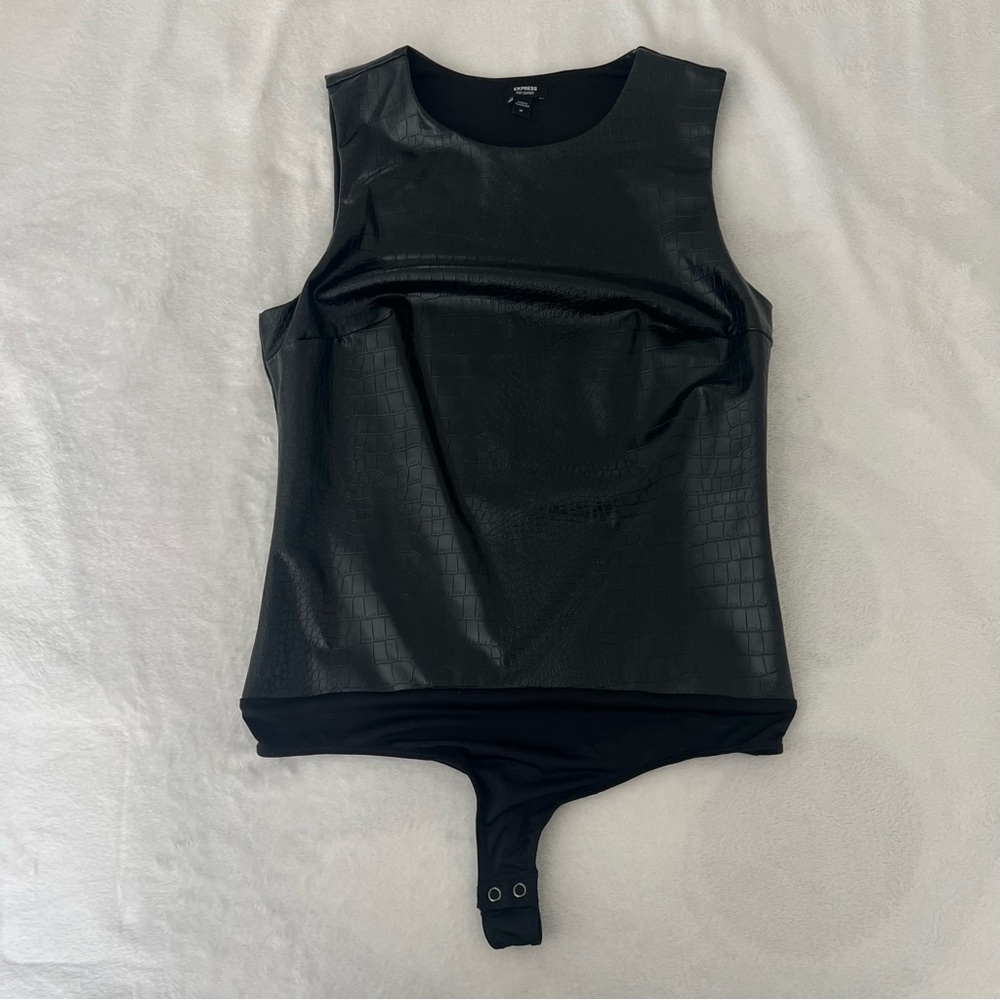 Express Croc Faux Leather Bodysuit